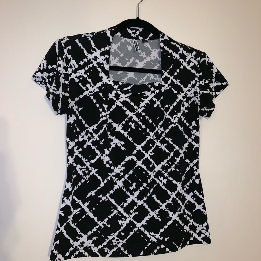 XS formal blouse white & black